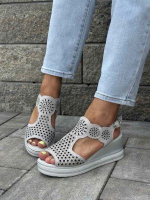 Sandały damskie skórzane pomarańczowe T.SOKOLSKI L26-408 - Styl glamour