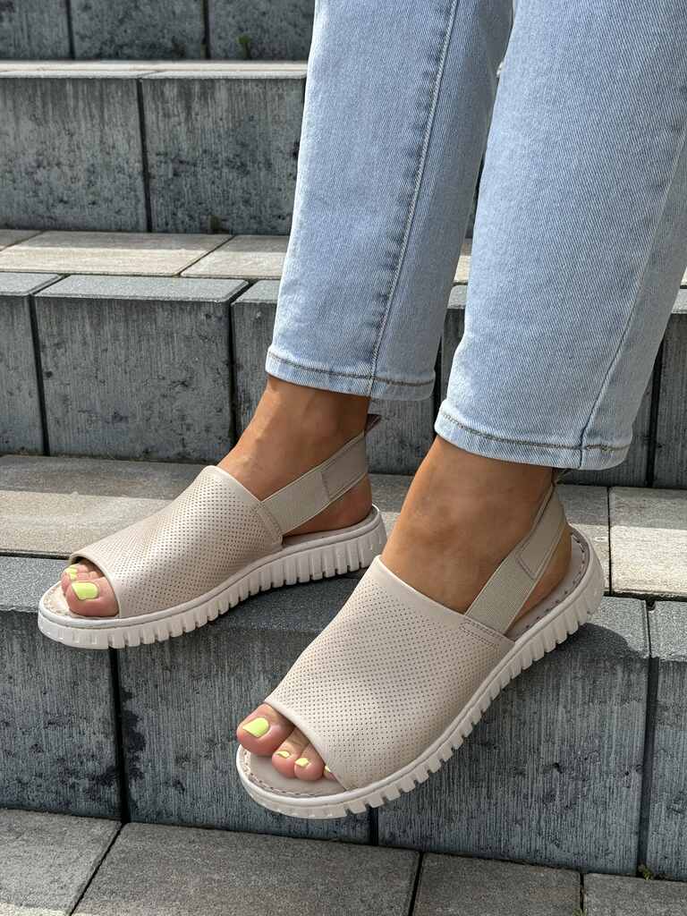 Szare skórzane sandały damskie T. Sokolski 24L944 - Styl casualowy