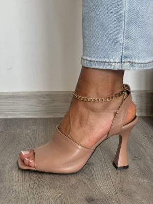 Beżowe sandały skórzane na obcasie CHEBELLO 2823 - Styl elegancki