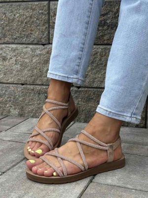 Złote sandały damskie z cyrkoniami Filipo DS6884/25 - Styl casualowy