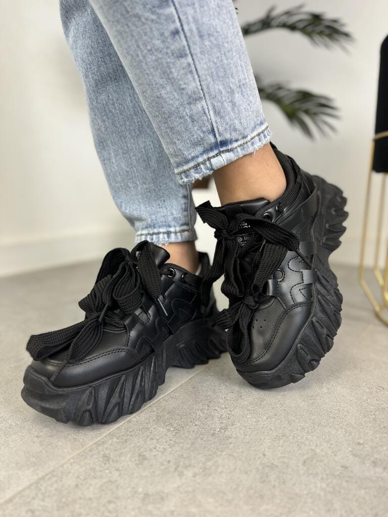 Czarne sneakersy damskie na grubej podeszwie LA275 czarny Seaestar - Na lato