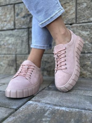 Różowe buty damskie sportowe – Modne buty na grubej podeszwie T.Sokolski W24-603 - Na wiosnę