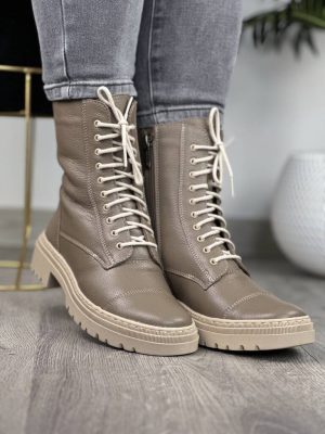 Trzewiki damskie cappucino skórzane Wasak 0640 - Styl miejski
