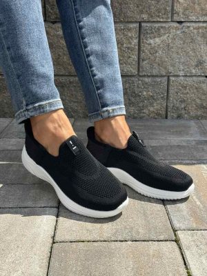 Czarne wsuwane buty sportowe damskie Potocki 01312 - Styl casualowy