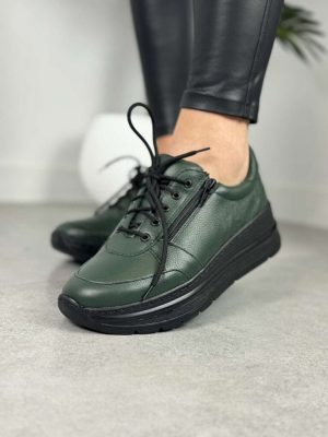 Zielone Sneakersy Skórzane WASAK 0705 Buty Damskie Skórzane