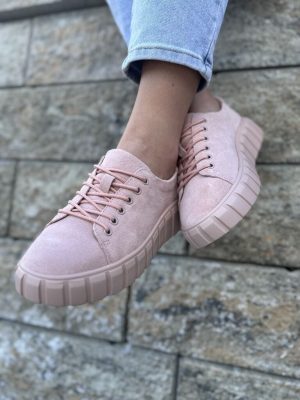 Różowe buty damskie sportowe – Modne buty na grubej podeszwie T.Sokolski W24-603 - Styl casualowy