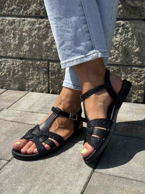 Czarne sandały damskie płaskie Piccadilly 418084 - Styl casualowy