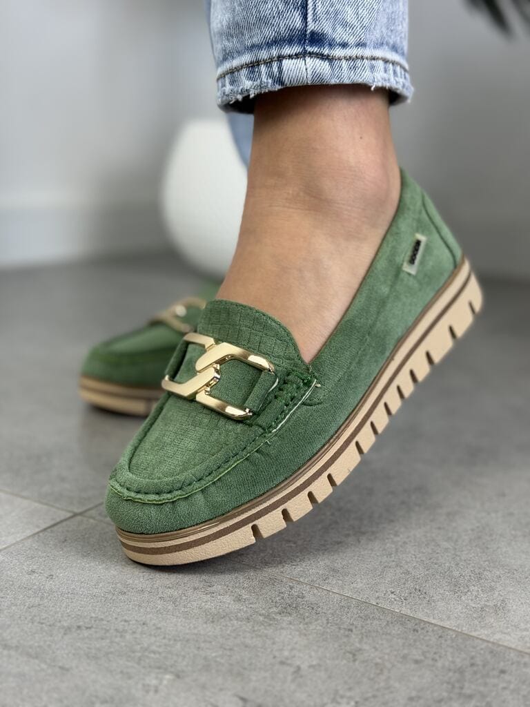 Wygodne mokasyny damskie na koturnie – Modne mokasyny damskie green goodin