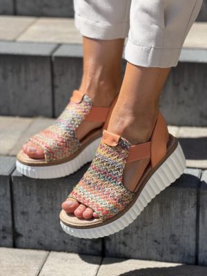Sandały damskie skórzane pomarańczowe T.SOKOLSKI L26-408 - Styl glamour