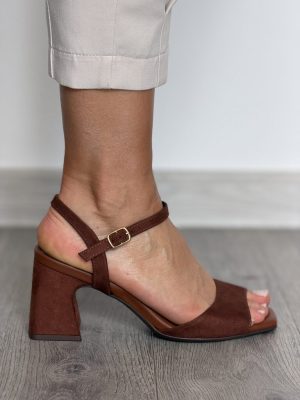 Czekoladowe sandały damskie na obcasie Piccadilly 626060 - Styl elegancki