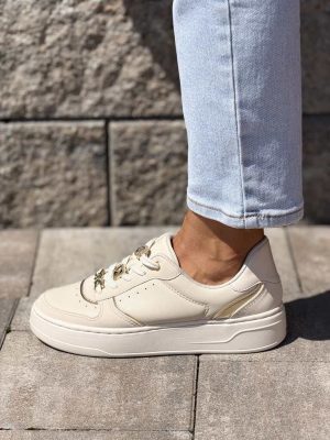 Komfortowe beżowe buty sportowe damskie Piccadilly 910010 - Styl klasyczny