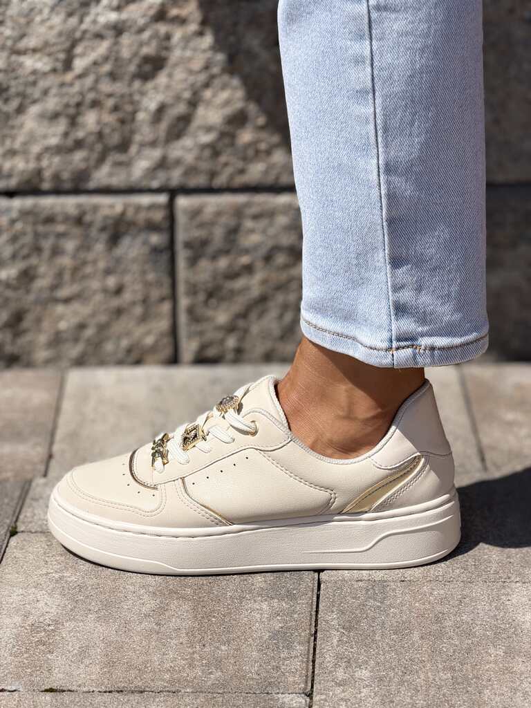 Komfortowe beżowe buty sportowe damskie Piccadilly 910010 - Styl klasyczny