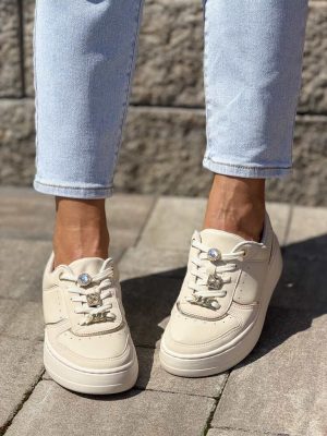 Komfortowe beżowe buty sportowe damskie Piccadilly 910010 - Styl miejski