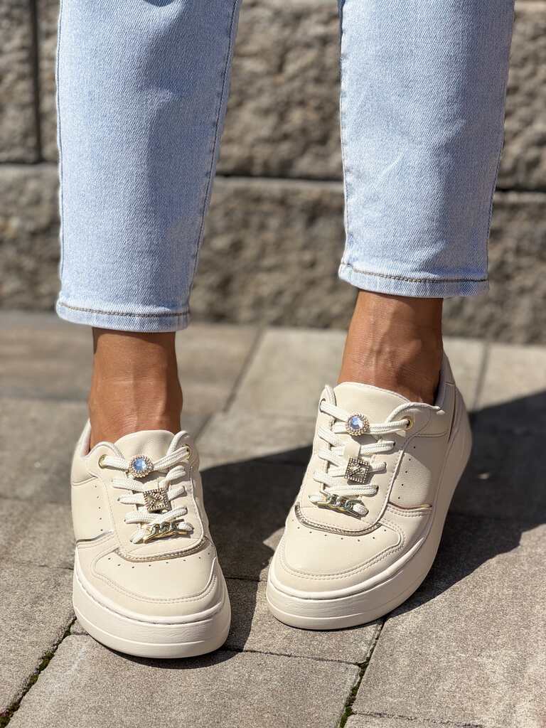 Komfortowe beżowe buty sportowe damskie Piccadilly 910010 - Styl miejski