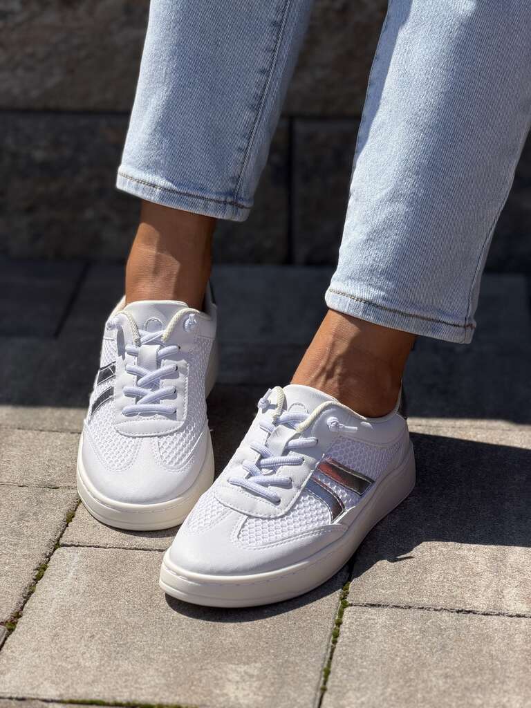 Białe komfortowe buty sportowe damskie z siateczką Piccadilly 985025 - Styl miejski