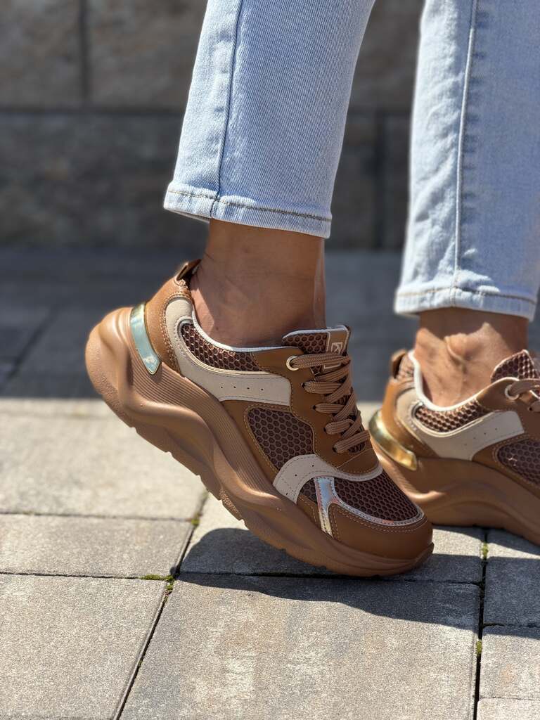 Brązowe komfortowe sneakersy damskie Piccadilly 939020