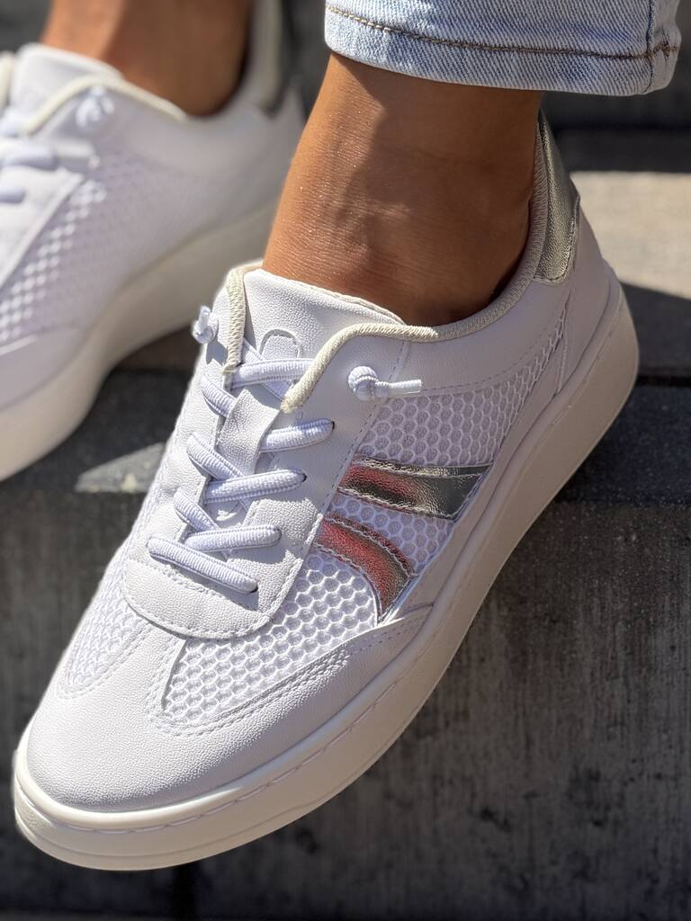 Białe komfortowe buty sportowe damskie z siateczką Piccadilly 985025 - Styl casualowy