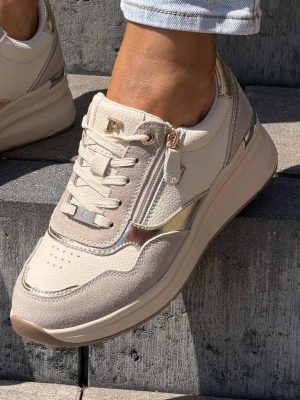 Białe skórzane sneakersy damskie Evento 26SP17-9784 - Na zimę