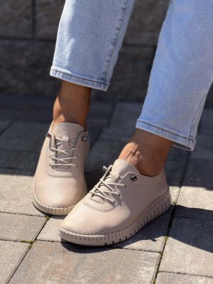 Złote skórzane półbuty damskie Filippo DP7810/26 - Styl miejski