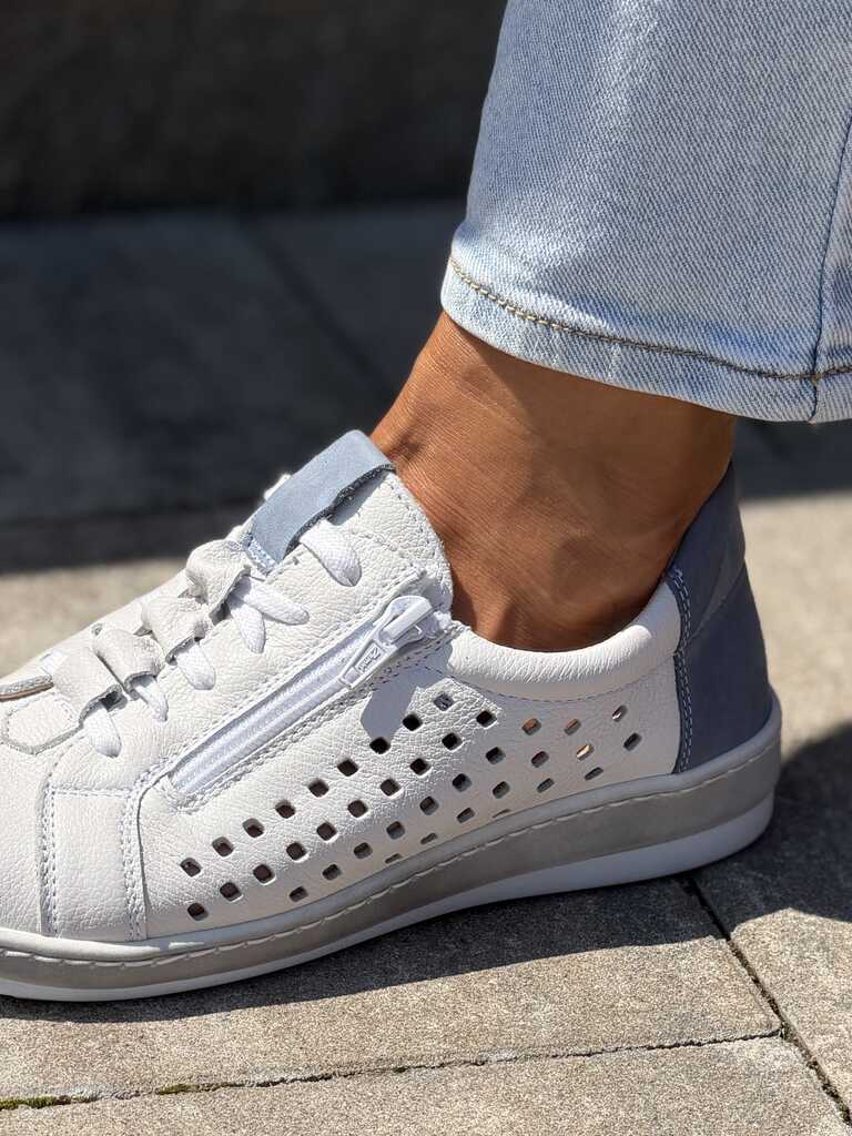 Beżowe półbuty damskie ażurowe WASAK 0688 - Do jeansów
