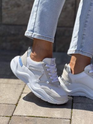 Białe sneakersy damskie sportowe Piccadilly 939018 - Do szerokich spodni