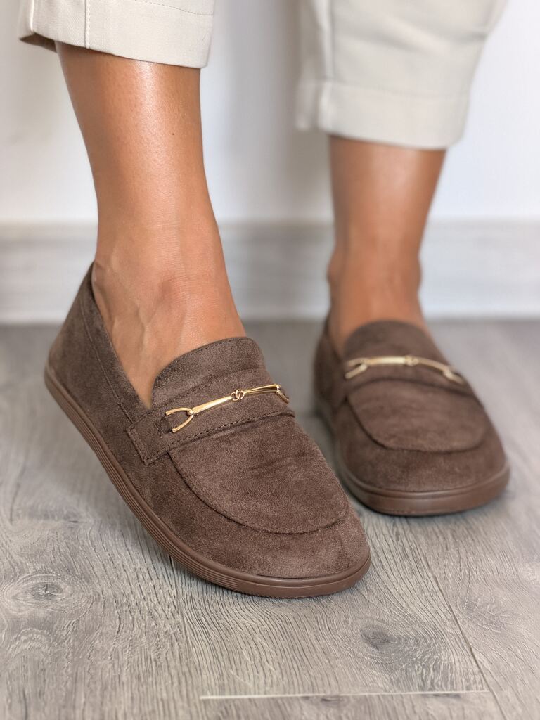 Brązowe zamszowe mokasyny damskie barefoot Siwiecki JH756 - Do sukienki
