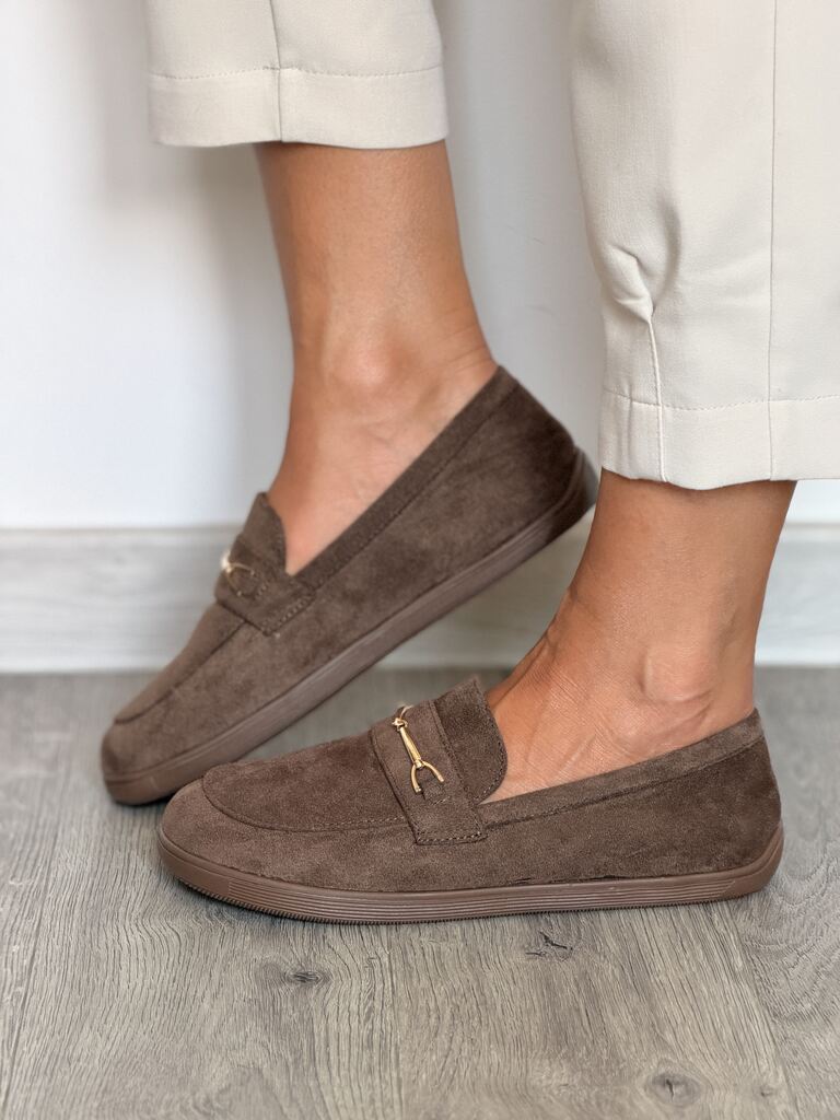 Brązowe zamszowe mokasyny damskie barefoot Siwiecki JH756 - Na lato