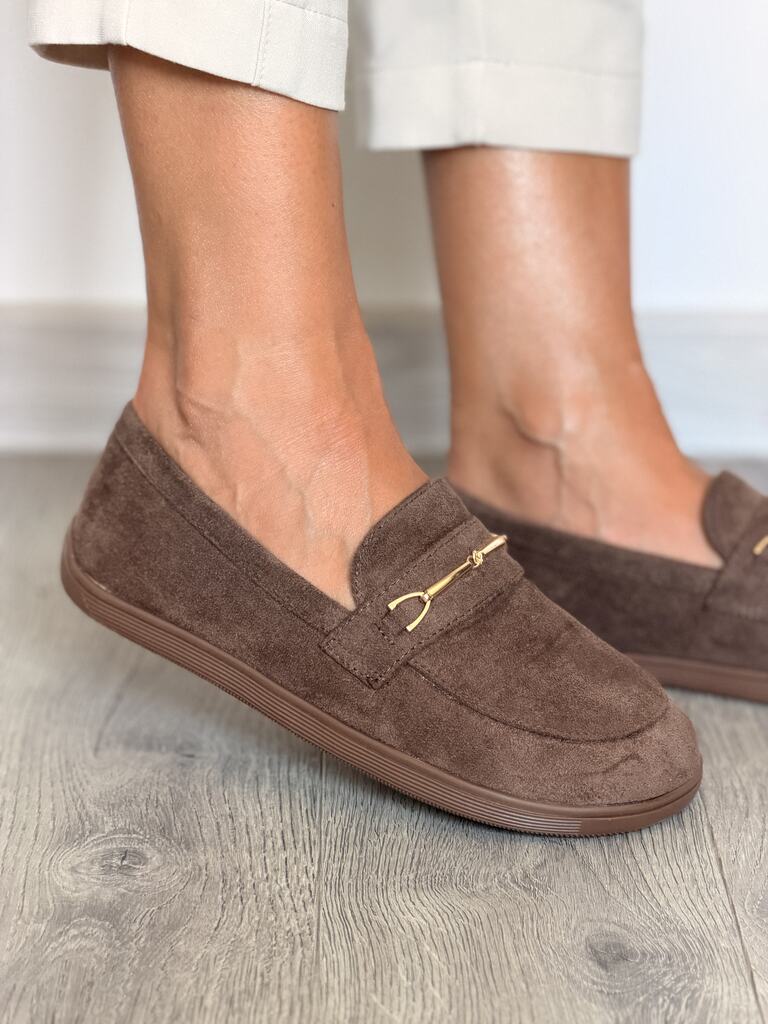 Brązowe zamszowe mokasyny damskie barefoot Siwiecki JH756 - Do spodni