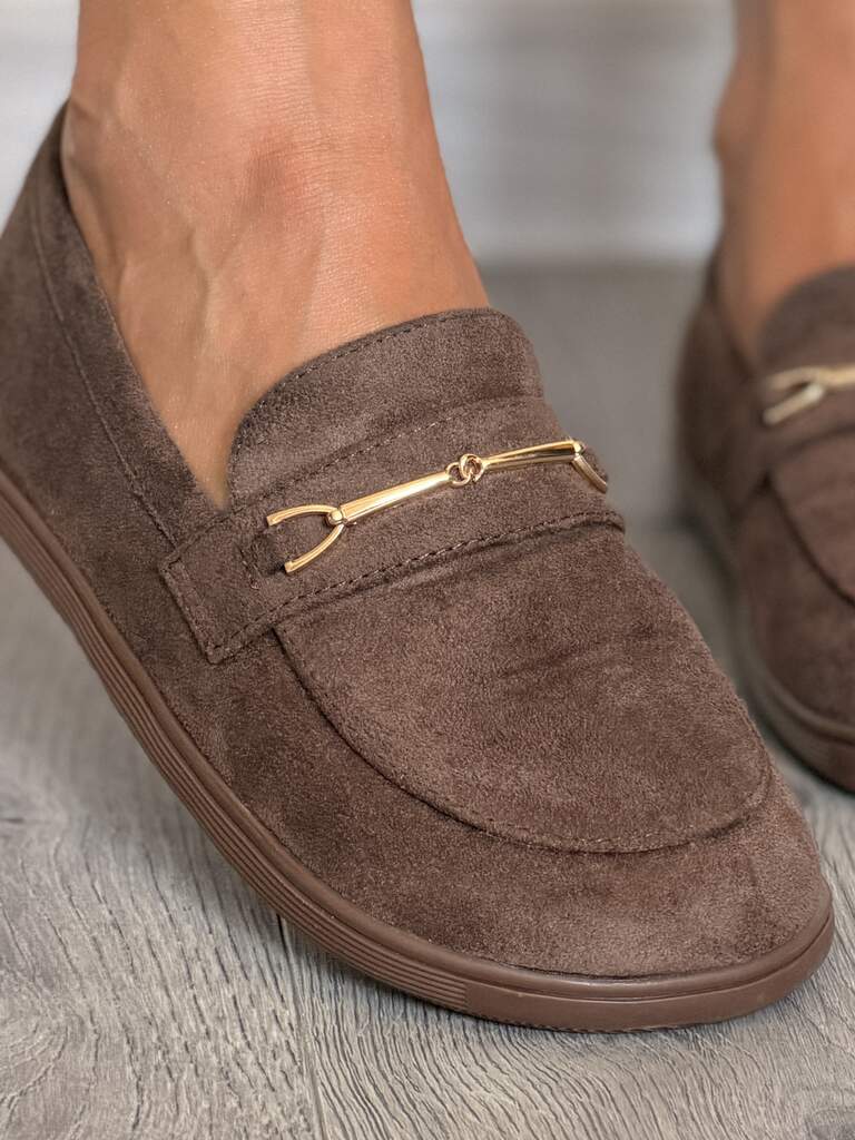 Brązowe zamszowe mokasyny damskie barefoot Siwiecki JH756 - Styl casualowy