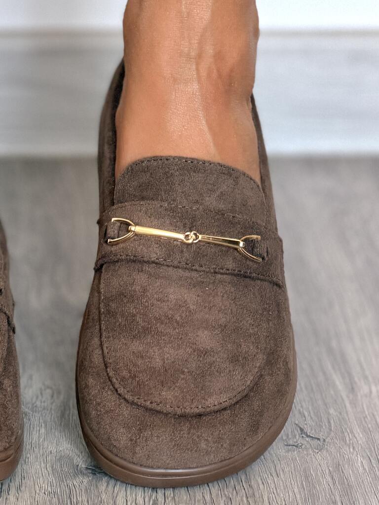 Brązowe zamszowe mokasyny damskie barefoot Siwiecki JH756 - Na wakacje