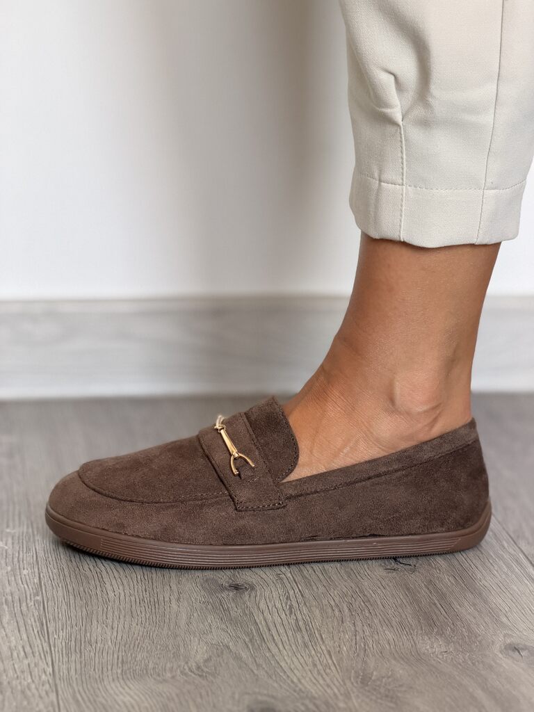 Brązowe zamszowe mokasyny damskie barefoot Siwiecki JH756 - obrazek 12