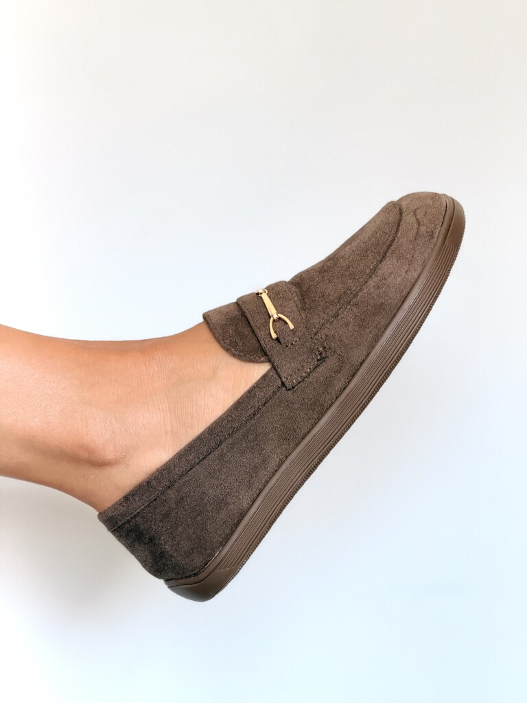 Brązowe zamszowe mokasyny damskie barefoot Siwiecki JH756 - Do jeansów