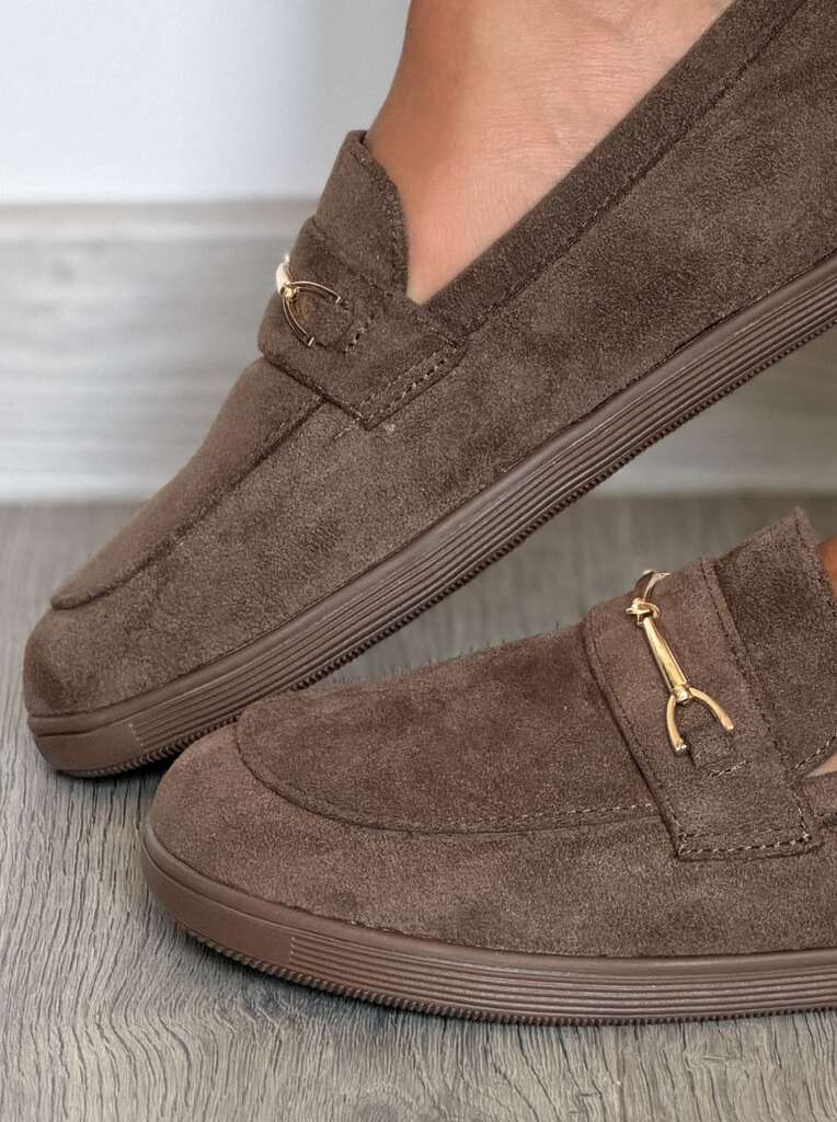 Brązowe zamszowe mokasyny damskie barefoot Siwiecki JH756 - Styl miejski
